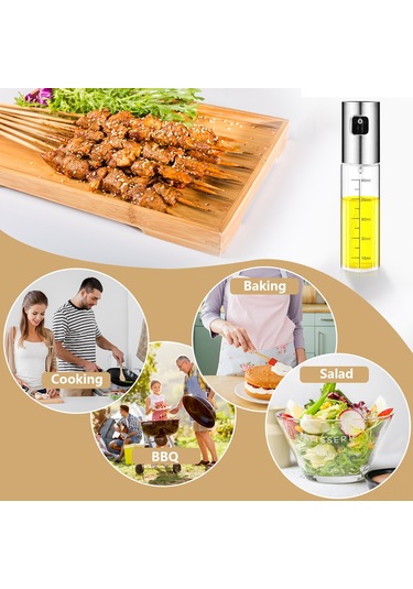 Padalink 100ml Cam Zeytinyağı Spreyi Seti 2 Adet - Paslanmaz Çelik Başlıklı, Salata, Izgaralı Yemekler İçin Kontrollü Yağ Dağıtıcı, Pişirme Ve Fırında Kullanım Çok Renkli
