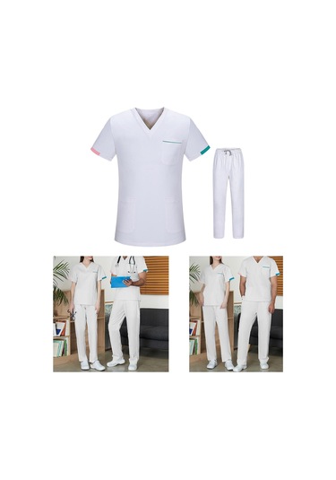 Suntek Magideal Kadın Erkek Scrubs Set Modern Dayanıklı Xxl-beyaz