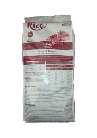 Rico Kuzu Etli Yetişkin Köpek Maması 15 KG