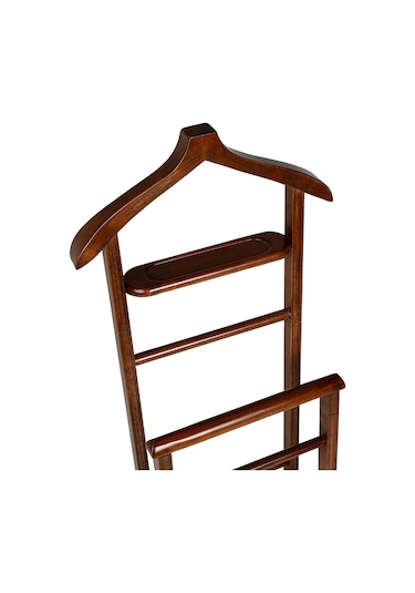 İkili Dilsiz Uşak Koyu Kahverengi Masif Ahşap Palto Ceket Cüppe Ahşap