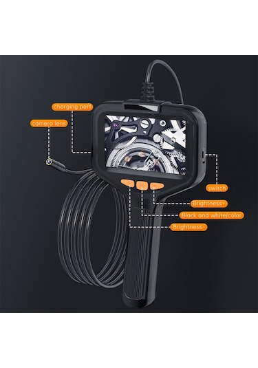 Işıklı Endoskop Kamerası, 4,3 İnç Ekranlı Hd 1080p Borescope 8 Ayarlanabilir Led Işık, 16,4 Ft Sert Kablolu Muayene Kamerası