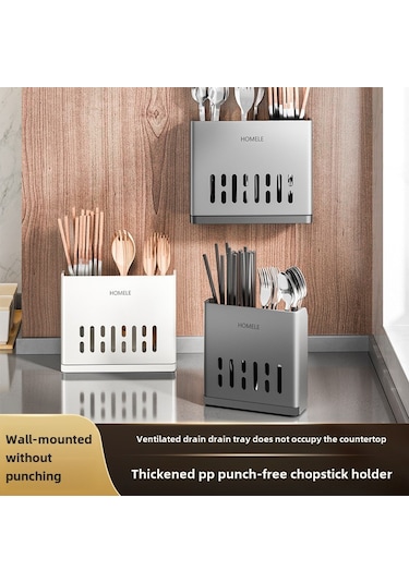 Konesam Duvarlı Mutfak Çatal Kaşık Bıçak Depolama Kutusu, Su Çıkarma Özelliği, Delme Yok Kurulum, Siyah İki Bardak, Toplu Satış Diğer