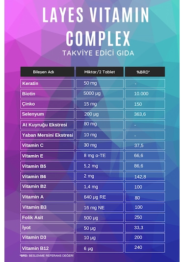 Layes Hair Vitamin Complex 60 Tablet Biotin Saç Vitamini