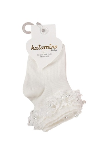 Katamino Teri Aks Bebek Çorabı 46206 Ekru