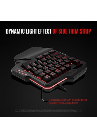Xindoker "35 Tuşlu Renkli Aydınlatmalı Tek Elle Oyun Klavyesi - Usb Bağlantılı Ve Makro Kayıt Özellikli"