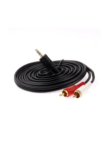 3 Metre - 3.5mm Stereo Aux Erkek To 2 Rca Ses Hoparlör Kablosu