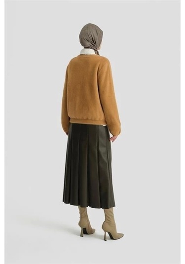 Armine Taş Detaylı Kazak 24kd2806 Camel Camel