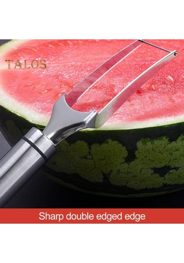 Salata Kavun Kesici Yeniden Kullanılabilir Dilimleme Malzemesi Güvenlik Uygun Hızlı Güvenli Kavun Meyve Kesici Dilimleme Mutfak Alet Gümüş