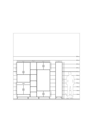 Hyperion Dolap 12 Raflı Tek Çekmeceli 8 Kapaklı 220x44x243 Aytaşı-çam/çam Atlas Çam/atlas Çam