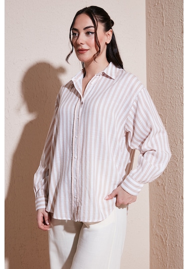 Fashion Friends Bayan Gömlek 25y0670k1 Bej Bej