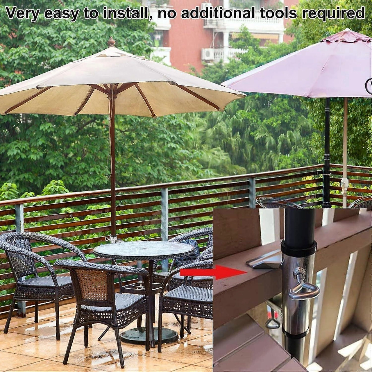 Veranda Şemsiye Tutucu, Paslanmaz Çelik Şemsiye Kelepçesi, Veranda Şemsiye Standı Şemsiye Kelepçesi, Dayanıklı Güverte Şemsiyesi Sabit Klips, Şemsiye Standı Montaj Braketi Çok Renkli