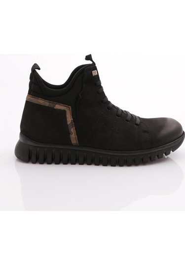 Dgn 4863 Erkek Tabani Çentikli Bot Siyah Nubuk