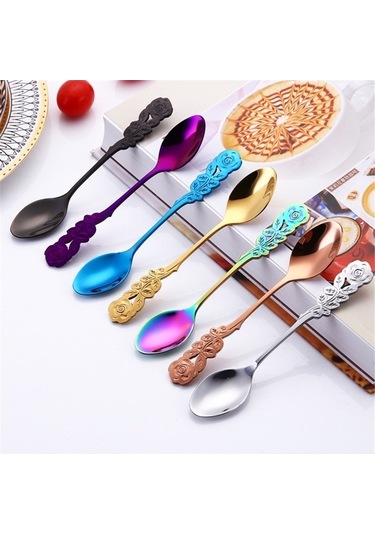 Dancemonkey Küçük Mini Paslanmaz Çelik Kahve Kaşığı Mavi , Pratik Tasarım Mavi