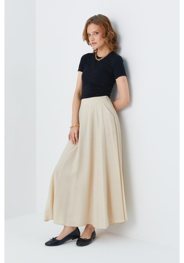 4631 Kadın Parçalı Kloş Etek Taş Taş