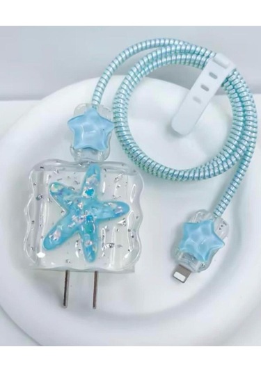 Iphone 18w/20w Uyumlu Şarj Kablosu Ucu Ve Şarj Başlığı Kılıfı Yıldız