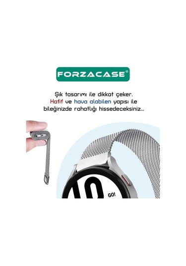 Forzacase Samsung Galaxy Watch7 44mm İle Uyumlu Metal Mıknatıslı Kordon Kayış - Fc302 Siyah