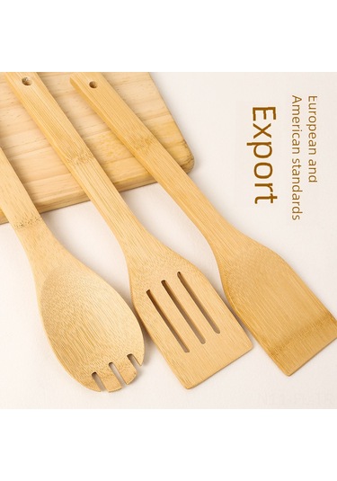 Lemestar Uzun Saplı Bambu Mutfak Çakmaç, Teflon Tencere Uyumlu, Sıcak Dayanıklı, Ev & Restoran Kullanıma İdeal, 30x6cm, Toprak Üretim, Logolu, Toptan Satış