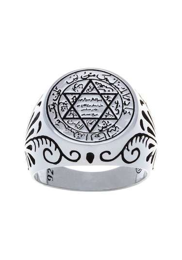 925 Ayar Gümüş Mührü Süleyman Erkek Yüzük