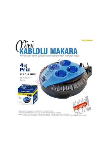 Pratik Ev Ofis Ve İş 3mt Mini Seyyar Makaralı Uzatma Kablo...