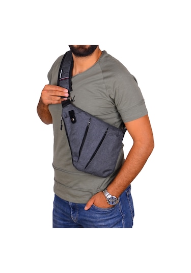Strong Tek Omuz Çapraz Askılı Göğüs Ve Sırt Çantası,Body Bag Çant Füme
