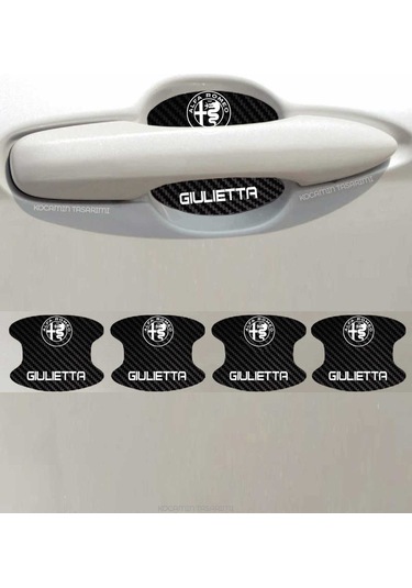 Alfa Romeo Giulietta İçin Karbon Çizik Önleyici Özel Tasarım Şık Kapı İçi Folyo Seti Giulietta Yazılı 4 Adet