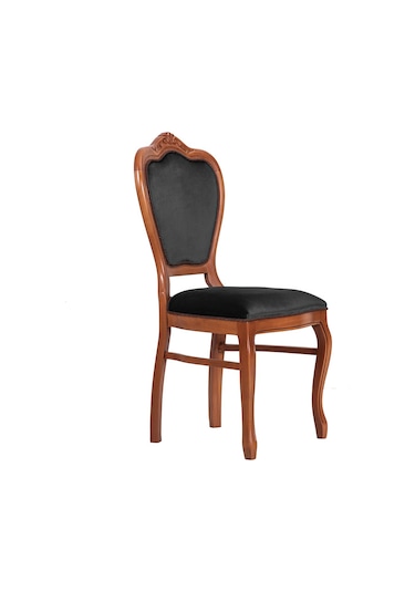 Masifart_Mobilya Masifart Putridus Klasik Oymalı Sandalye Ceviz Füme Kadife