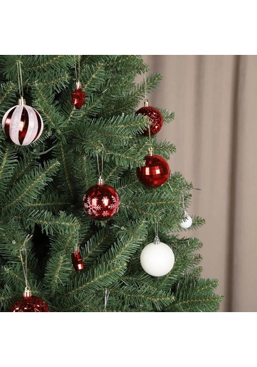 Moveevo 44 Adet 3-6 Cm Elektroplated Plastik Noel Topu - Altın Beyaz Renkli Ağaç Süs Takımı 270g Kutulu