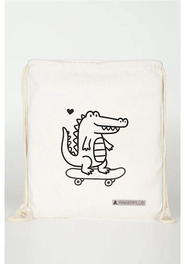 Rakerplus Tbons Özel Tasarım 35x40 Cm Unisex Ham Bez Büzgülü Sırt Ayakkabı Çantası Natural