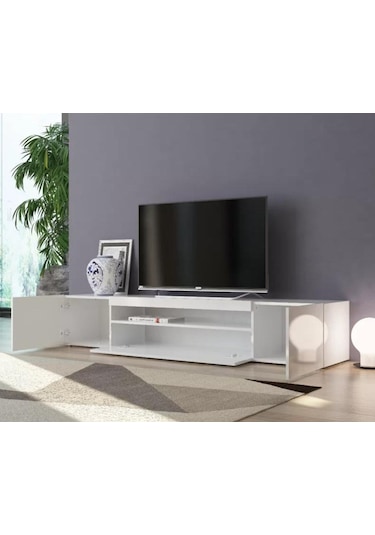 Işık Tv Ünitesi Alt Modülü Tv Sehpası Beyaz Mdf
