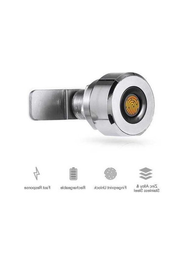 Pazly Parmak İzi Çekmece Kilidi Dijital 20 Anahtarsız Şarj Edilebilir Fingerprint Kilit Gümüş