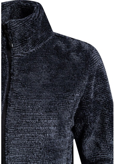 2As Sofia Kadın Tam Fermuarlı Çizgili Polar Siyah