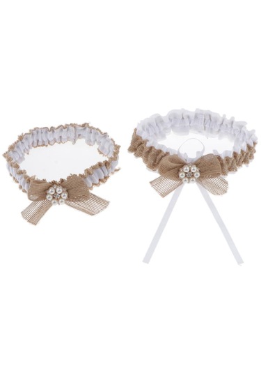 Dolıty 2 Parça Bayan Dantel Çiçekli Bacak Jartiyer Kahverengi Kahverengi