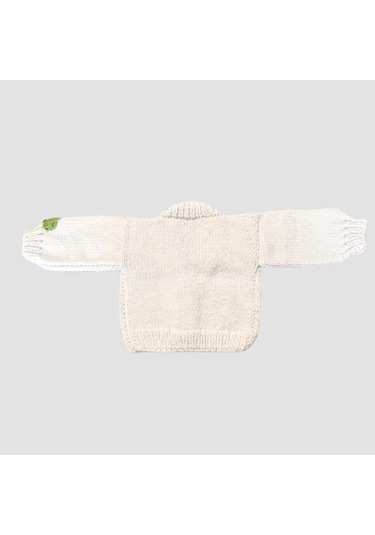 Uretti - Gülnur 2184 - El Örgüsü Araba Motifli Erkek Çocuk Hırka 3 Yaş - Beyaz Beyaz