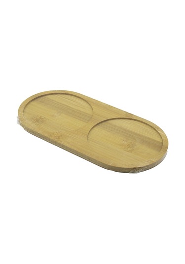 2 Bölmeli Oval Ahşap Bambu Yağdanık Altlık 12x24x0.8cm Go506