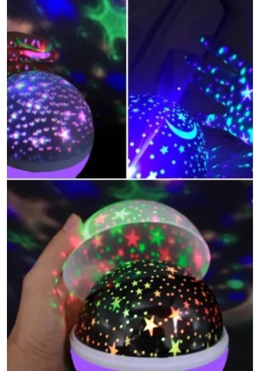 Çok Renkli  Ve Dönen Star Master Gece Lambası Mor Çok Renkli