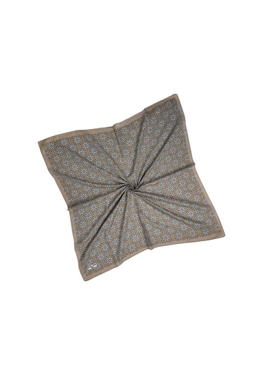 Ebruli Pamuklu Etnik Desenli Soft Eşarp 90x90 Cm Vizon