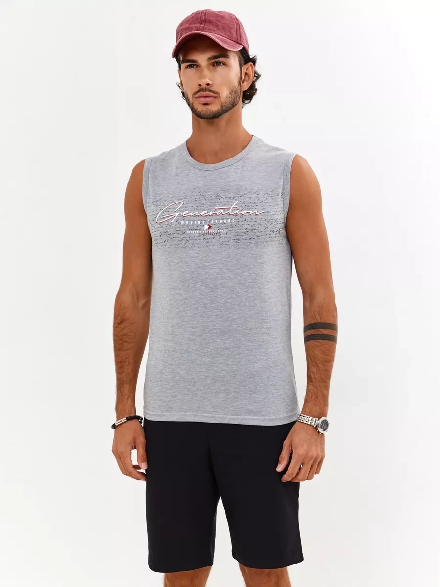 Coffa Spor İç Çamaşırı Çapraz Baskılı Atlet 73259924 Gri