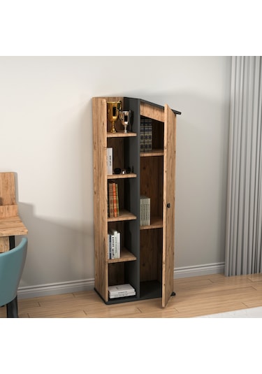 Arnetti Valerin Kitaplık Raflı Kitaplık Atlantik Çam Antrasit