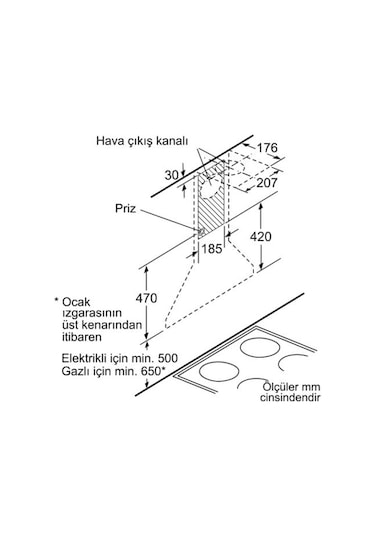 Siemens LC64PCC50T Ankastre Duvar Tipi 60 CM Davlumbaz