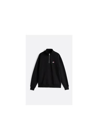 Tommy Hilfiger Erkek Siyah Tjm Rlx Fermuarlı Sweatshırt Siyah