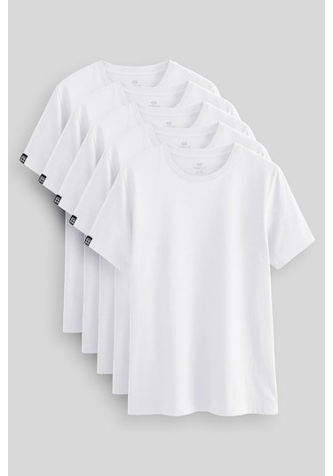 Tommy Life Standart Fit Basic O Yaka 5li Paket Beyaz Erkek T-shirt 87911