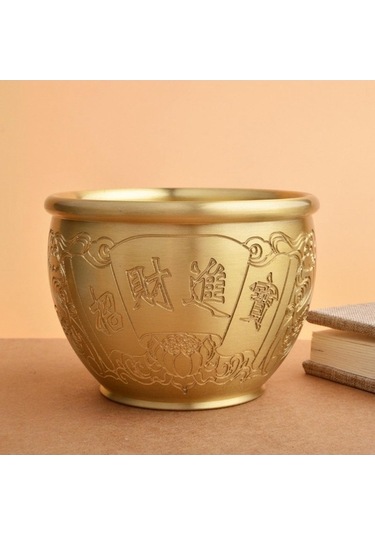 Opulentliving Suntek Hazine Kavanozu, Pirinç Sanat Heykel, 11.8cmx9cm, Ofis-ev Dekorasyonu, Hediyelik 11.8cmx9cm