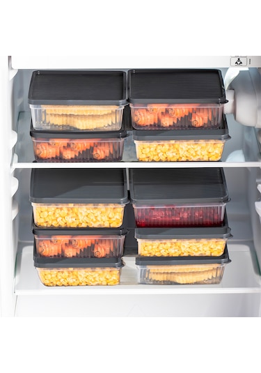 Porsima 1169 4lü Buzdolabı Organizer Mikrodalga Ve Derin Dondurucuya Buzluk Bakliyat Saklama Kabı - Antrasit