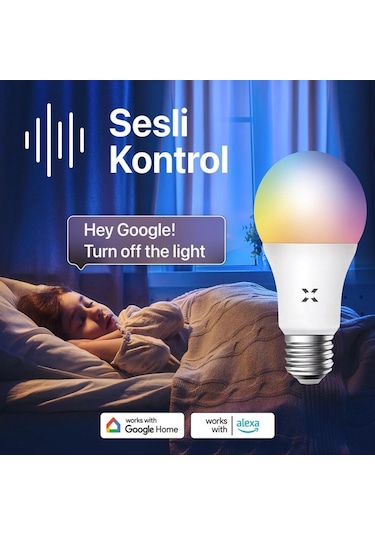 Xenon Smart Akıllı Wi-Fi Led RGB Akıllı Ampul Google Home ve Alexa Uyumlu Renkli Lamba X7021 3 Adet