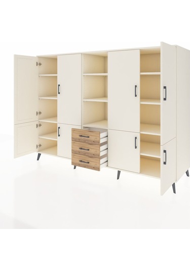 Kronos Dolap 11 Raflı 3 Çekmeceli 8 Kapaklı 220x59x163 Aytaşı-ayt Aytaşı-aytaşı/çam