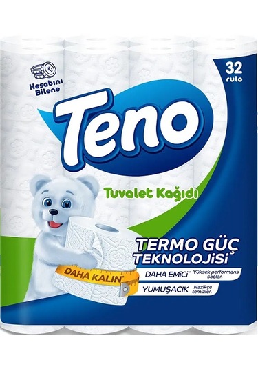 Teno 2 Katlı % 100 Selüloz Tuvalet Kağıdı 32'li