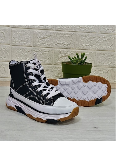 Kinetix Vıole Pu Siyah Kalın Tabanlı Hafif Rahat Spor Bot Siyah - Beyaz
