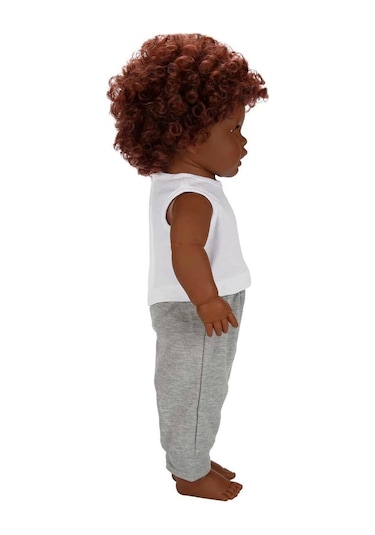 Dada Kıvırcık Saçlı Bebek 60 Cm - Gri Eşofmanlı Dada