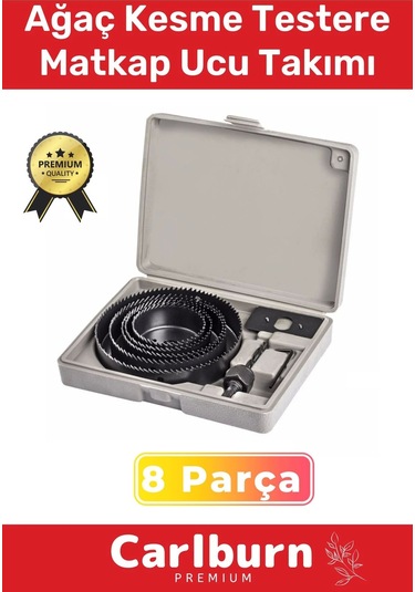 Premium 8 Parça Panç Seti Ağaç Kesme Alyan Anahtarlı Alçıpan Tavan Kesme Matkap Ucu Takımı