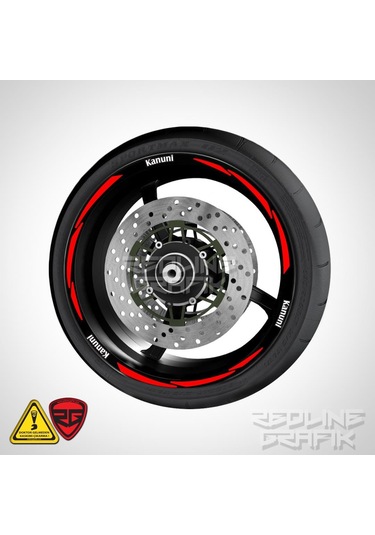 Kanuni Yazılı Reflektif Kırmızı Jant Şeridi Redlinegrafik